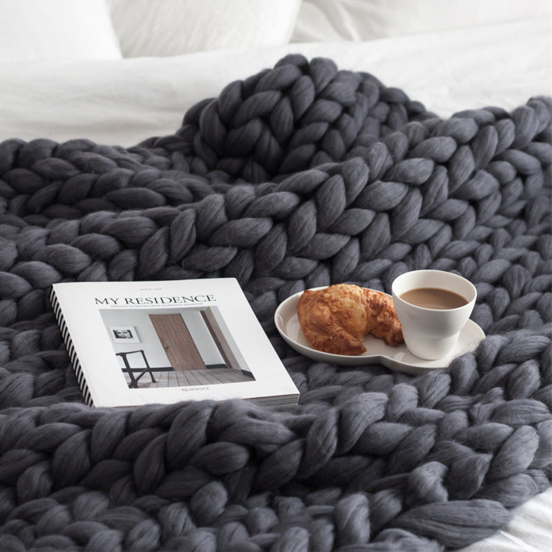 Nordic Thick Wool Hand-woven Blanket - Minihomy