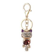 Enamel Lucky Cat Crystal Keychain Alloy Keyring For Women