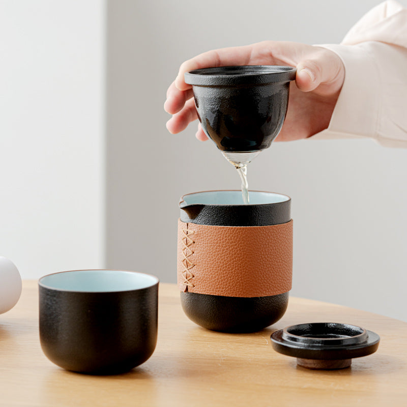 Portable Travel Tea Set With One Pot And Four Cups