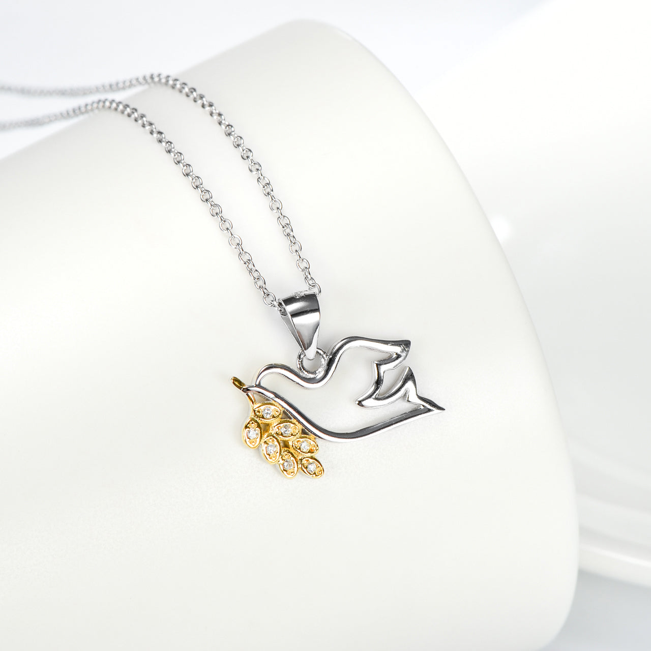 Peace Dove Pendant Gold Plated Necklace Female Micro Inlay - Minihomy