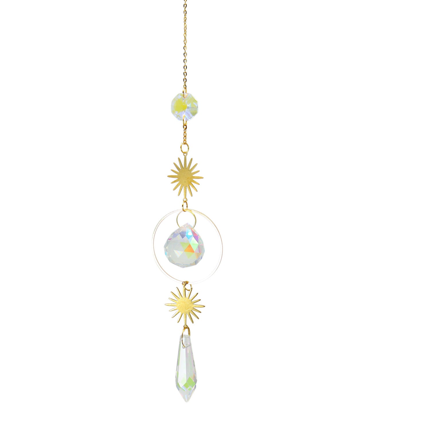 Crystal Sun Catcher Moon Star Wind Chime Pendant - Minihomy