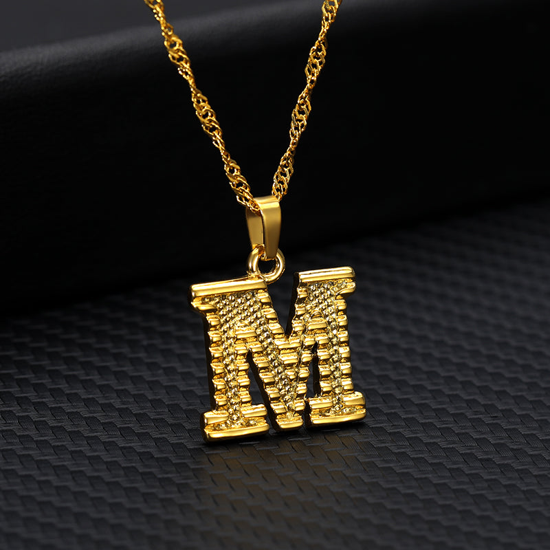 26 letters gold-plated pendant necklace - Minihomy