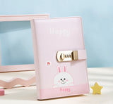 Lovely Lockable Diary Leather Locking Journal Writing Notebook with lock - Minihomy