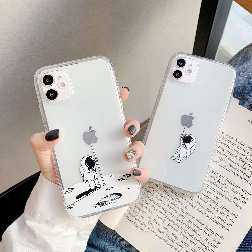 Creative Spaceman Transparent Cute Phone Case - Minihomy