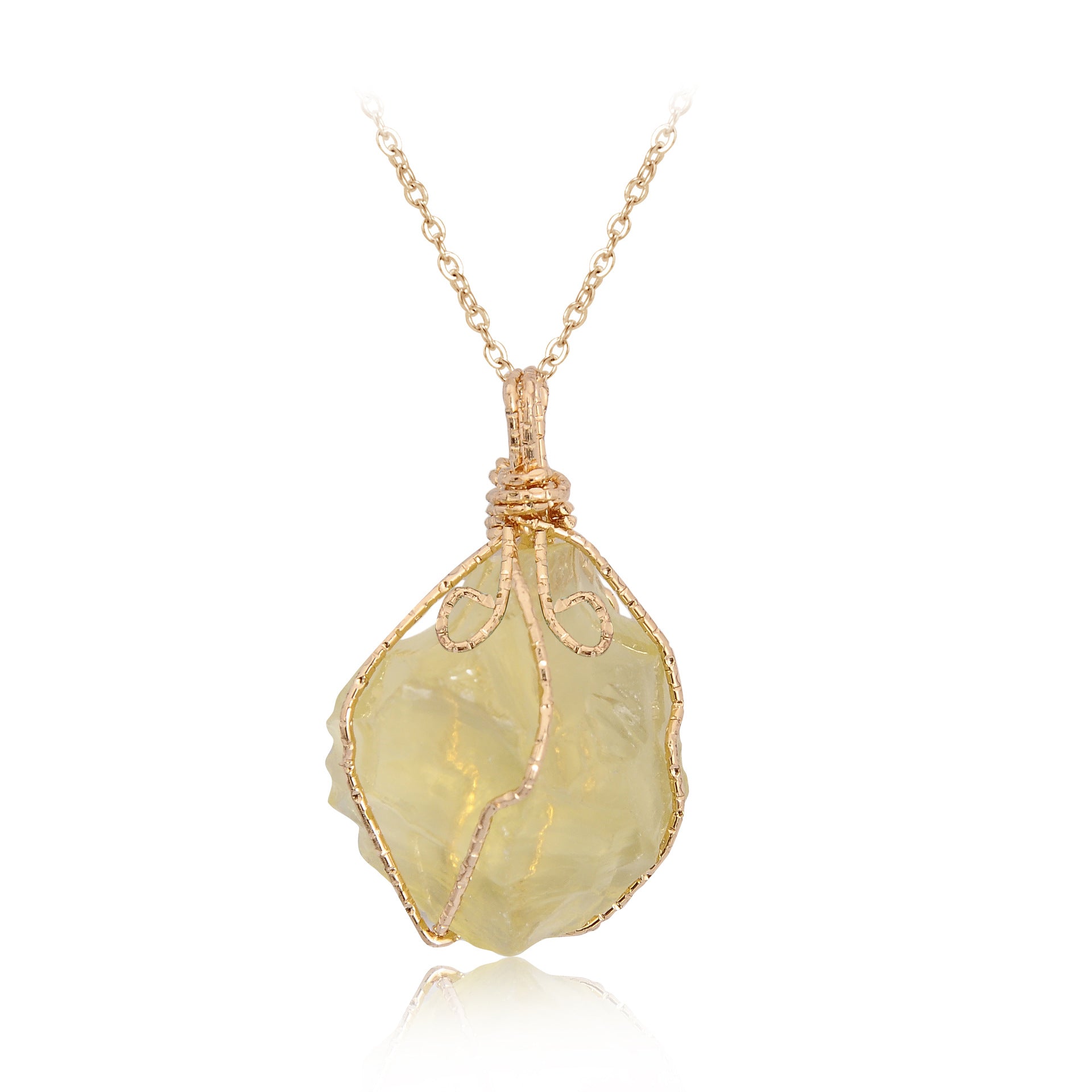 Natural stone pendant irregular crystal rough necklace - Minihomy