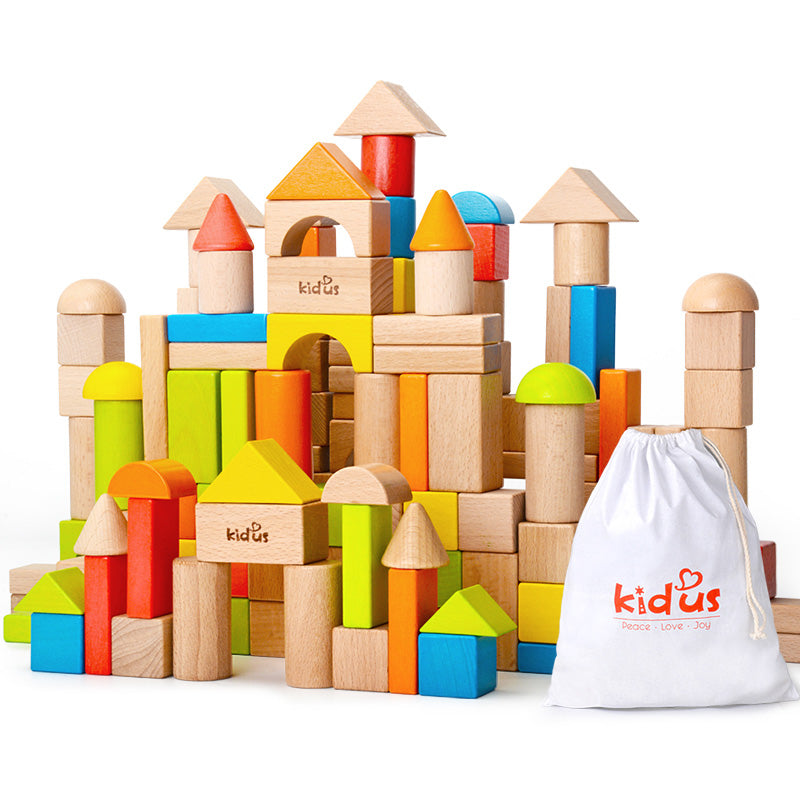 KIDUS 80 beech wooden building blocks - Minihomy