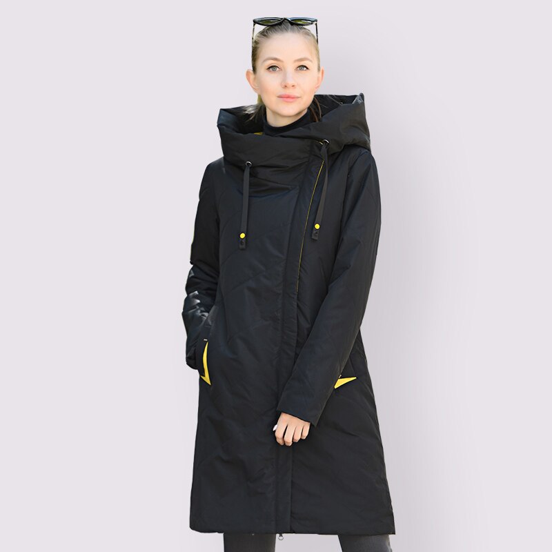 Spring Autumn Women´s Parkas Thin Cotton Jacket Long Windproof Stylish Hooded Coat