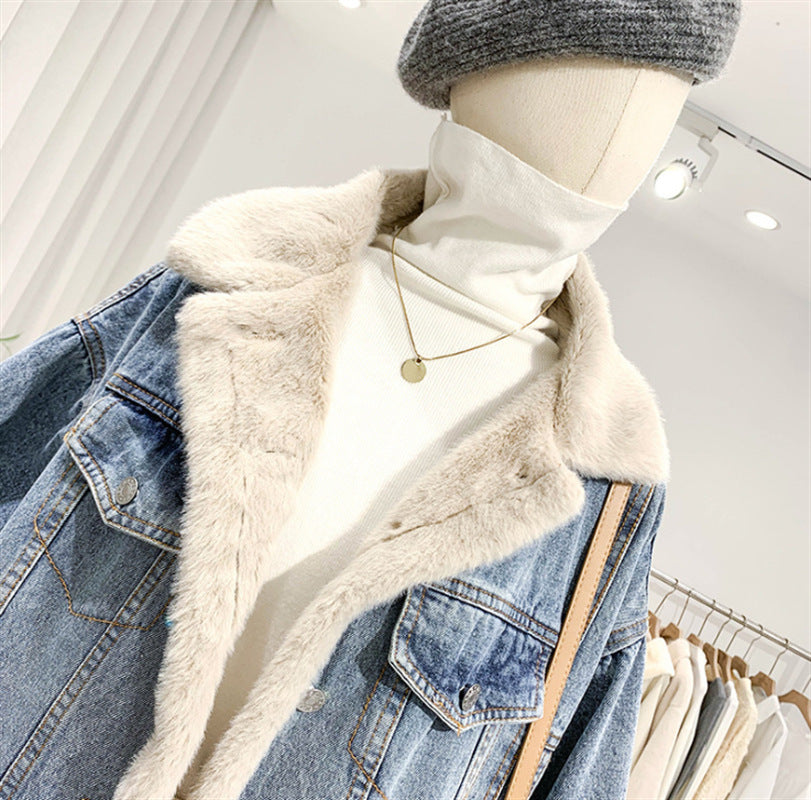 Winter Both Sides Wear Loose Jean Coats - Female Clothing Outwear