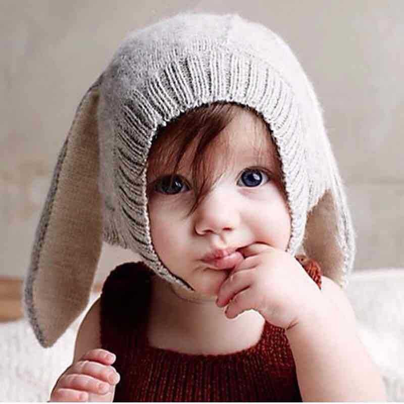 Infant Knitted Baby Hat Adorable Rabbit Long Ear Hat - Minihomy