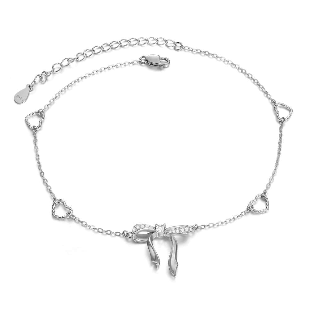 Bow Anklet Sterling Silver Anklet for Women Gifts for Women Girls - Minihomy