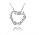 Jewelry Customized Double Diamond Heart Necklace Earring Set