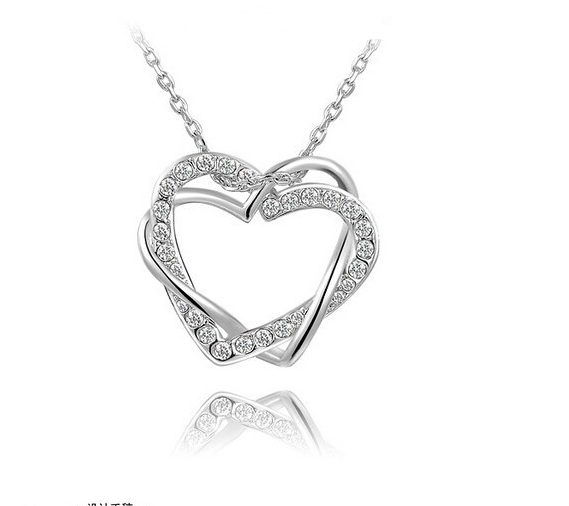 Jewelry Customized Double Diamond Heart Necklace Earring Set - Minihomy