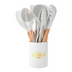 Marbled White Wooden Handle Silicone Kitchenware Set