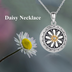 Sterling Silver Daisy Open Locket Photo Necklace