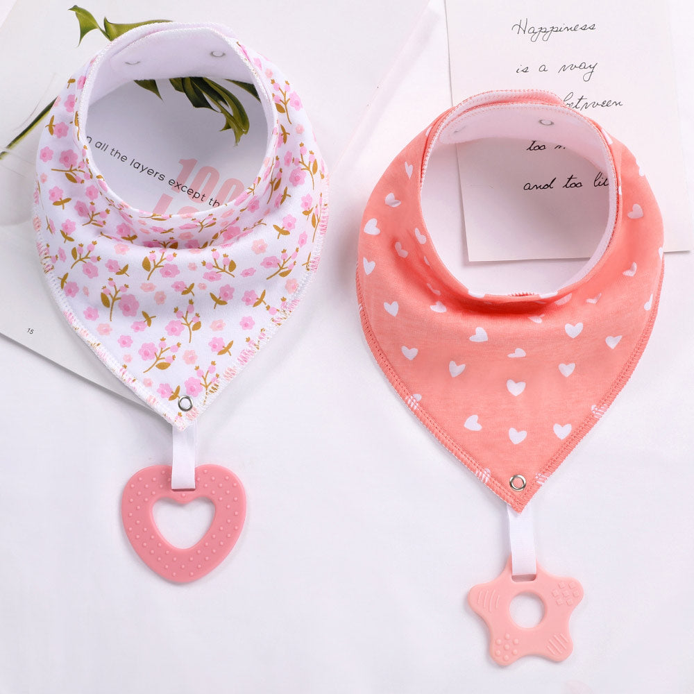 Baby Teether Triangle Baby Bandana Drool Bibs and Teeth Toys