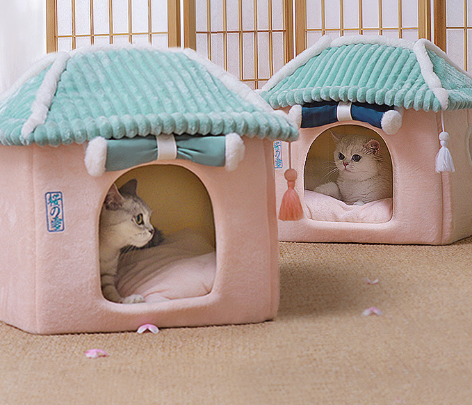 Cat House Removable And Washable Cat Bed Pet Supplies Enclosed Cat House Villa - Minihomy