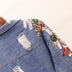 Loose Heavy Industry Embroidered Beaded Sequins Slimming Denim Jacket Women - Minihomy