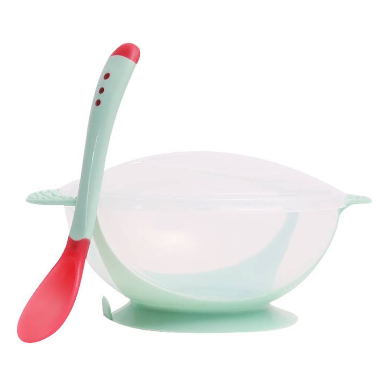 1pc/3Pcs/set Baby Tableware Dinnerware Suction Bowl with Temperature Sensing Spoon baby food Baby Feeding Bowls dishes - Minihomy