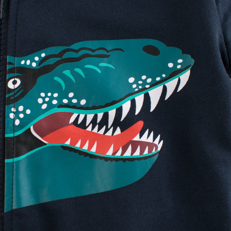 Children's Hoodie Clothes Kids Boys Girls Cotton Zipper Dinosaur Cartoon Coat Casual Sweatshirt - Minihomy