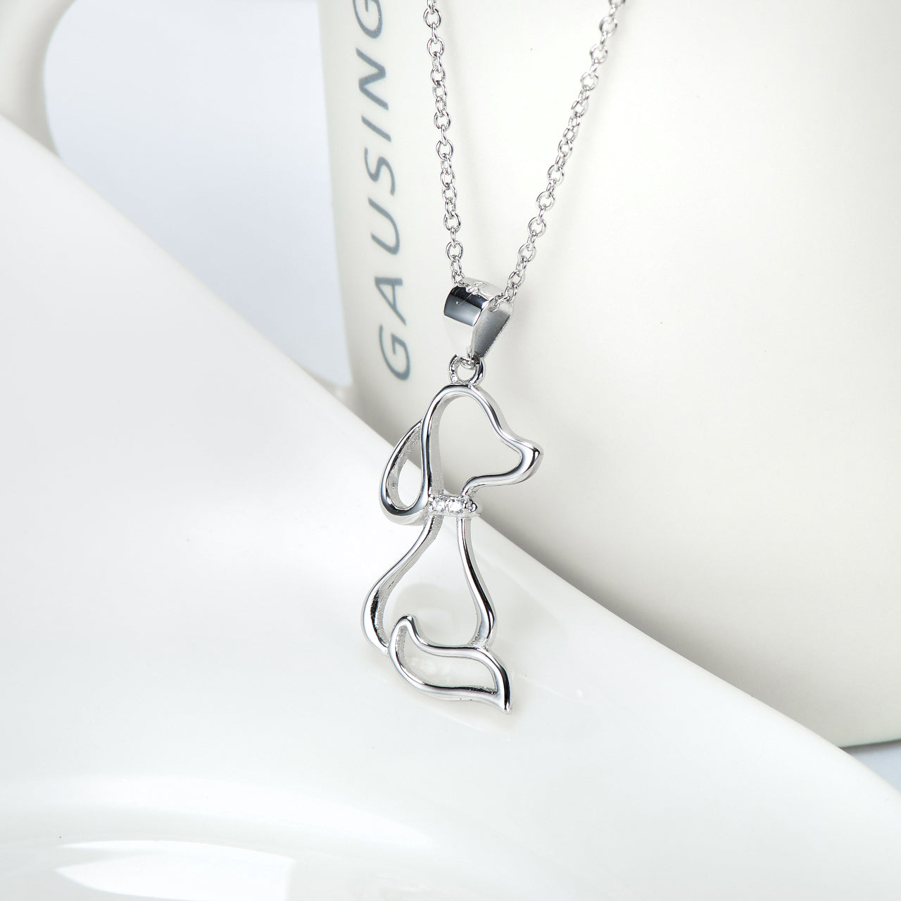 Ladies 925 Sterling Silver Jewelry Dog Necklace - Minihomy