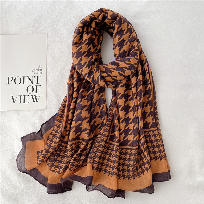 Fake Travel Shawl Geometric Plaid Scarf