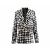 Ladies Black Tassel Houndstooth Coats - Minihomy