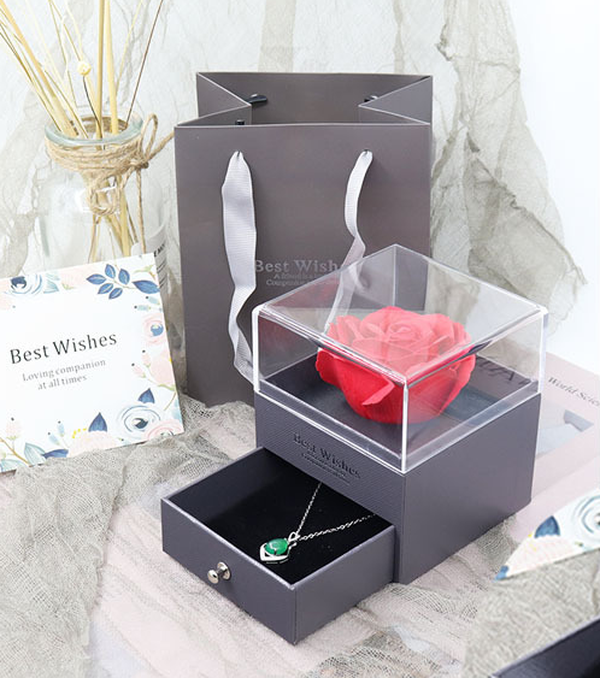 Eternal flower gift box Earring Necklace Pendant box couple ring box - Minihomy