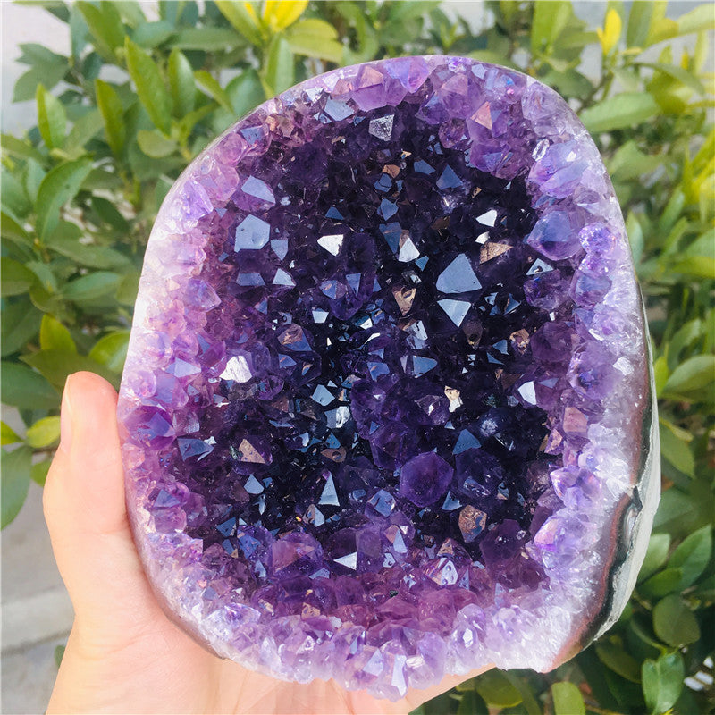 Natural Ametista Amethyst Geode Quartz Cluster Crystal Specimen Energy Healing Thunder Egg - Minihomy