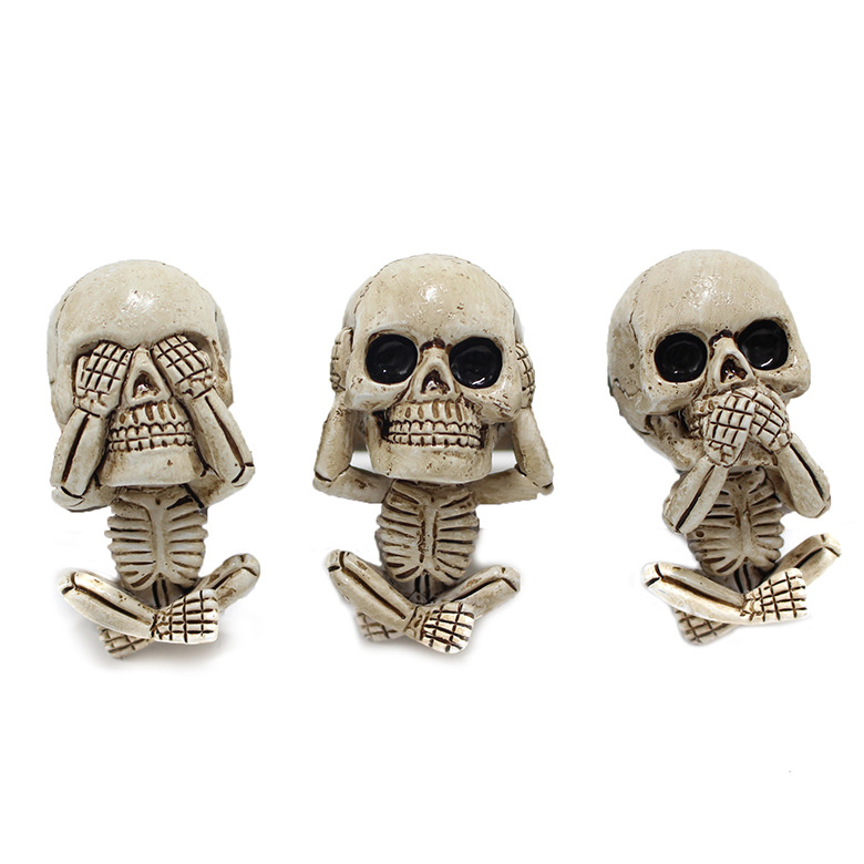 Skull Car Ornaments Air Outlet Ghost Head Three-piece Interior Pendant Decoration