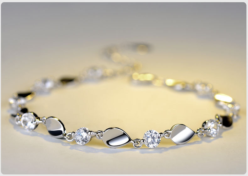 Diamond-encrusted 925 sterling silver bracelet - Minihomy