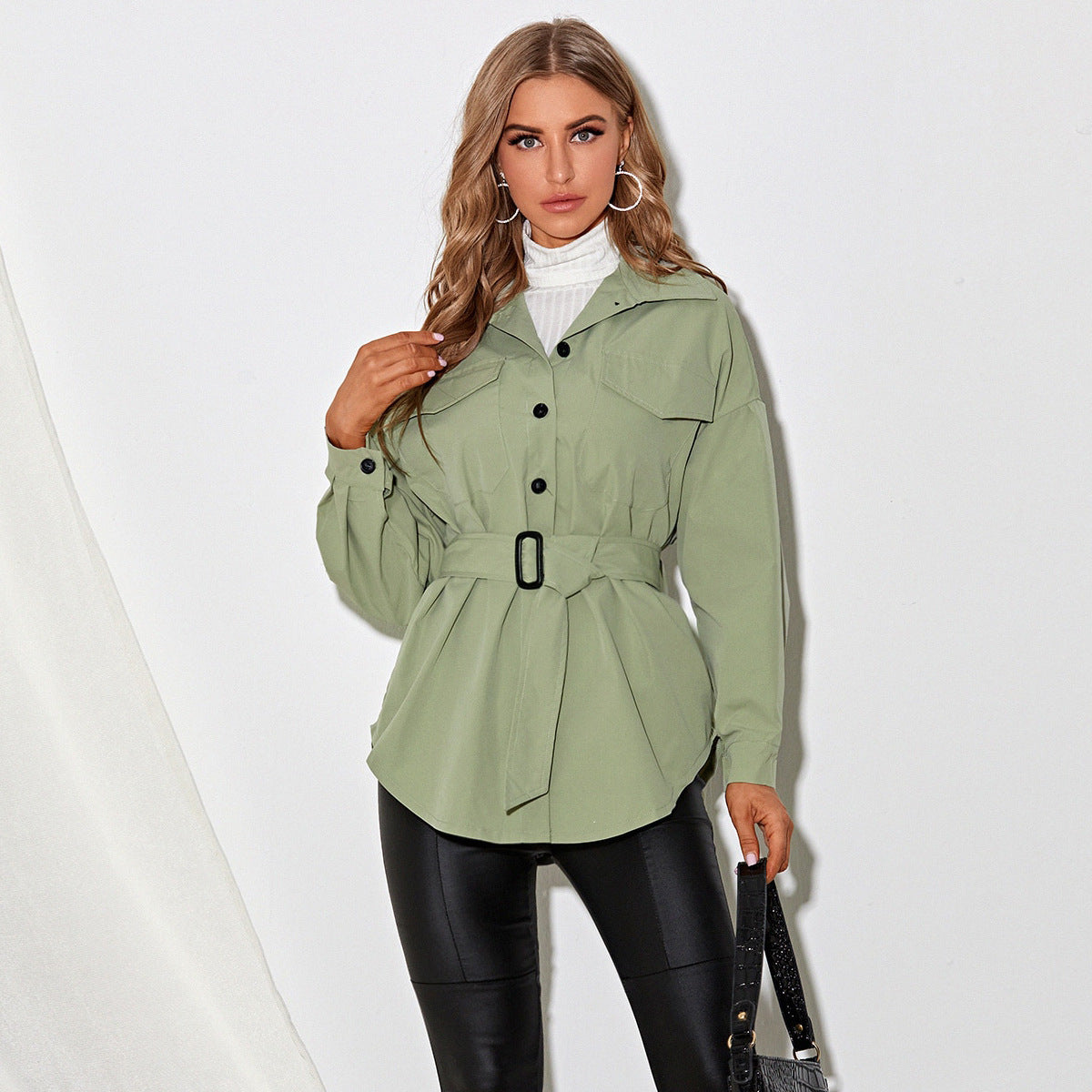 Macaron Solid Color Shirt Jacket