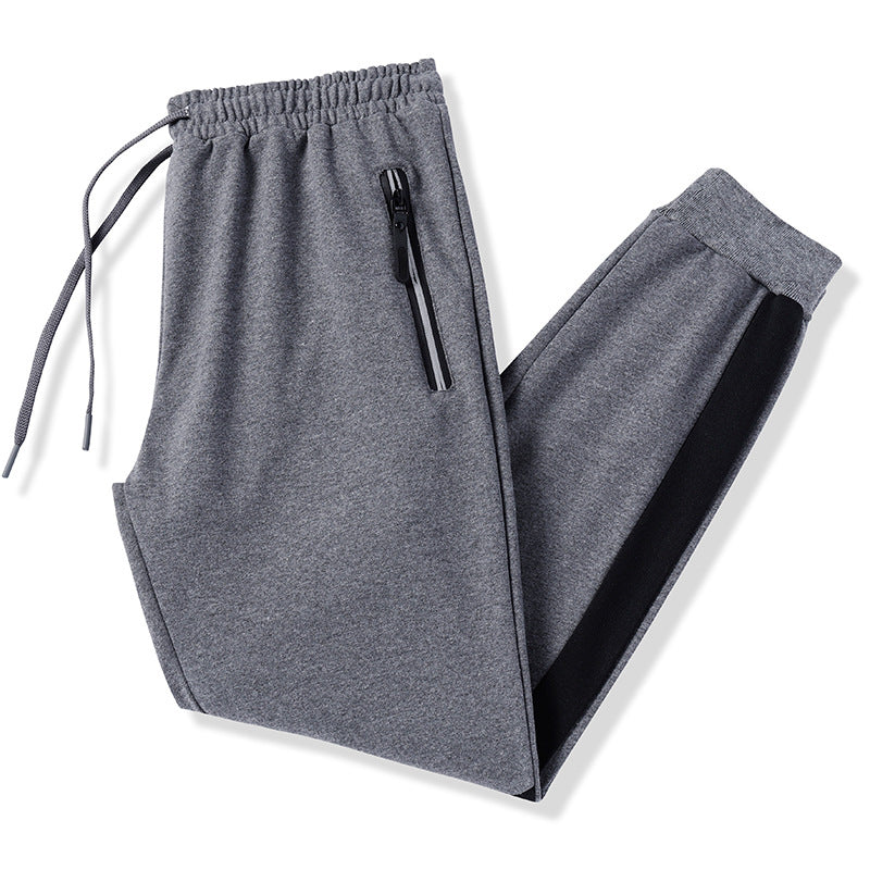 Sports Solid Color Cotton Sweatpants With Drawstring Long Pants