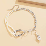 Hip-hop Shaped  Pearl Stitching Clavicle Chain - Minihomy