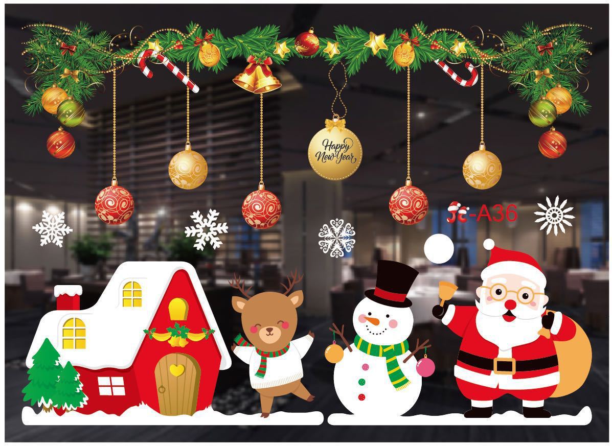 Christmas decorations store window stickers - Minihomy