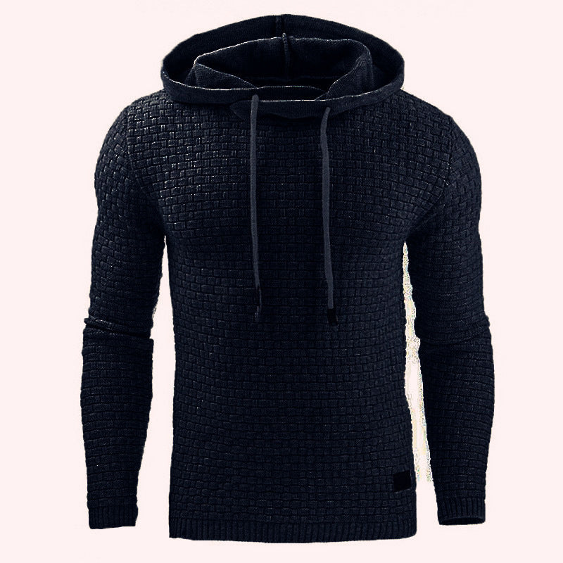 Men's Jacquard Sweater Long-sleeved Hoodie Warm Color Hooded Sweatshirt