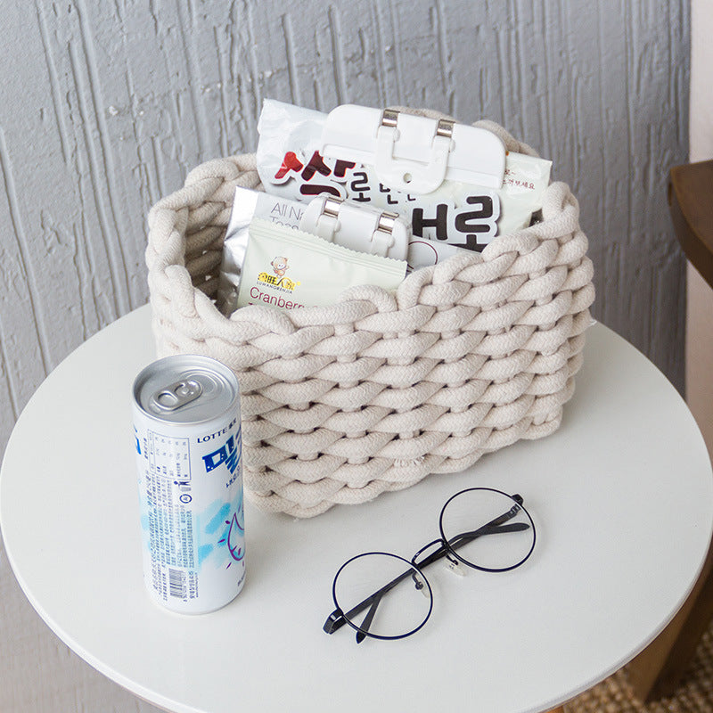 Nordic Wind Hand-woven Thick Cotton Rope Storage Basket