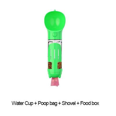 Portable Cat Dog Water Bottle Food Feeder Drinker Poop Dispenser