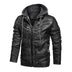 Biker Hooded Men Faux Leather Jackets - Minihomy