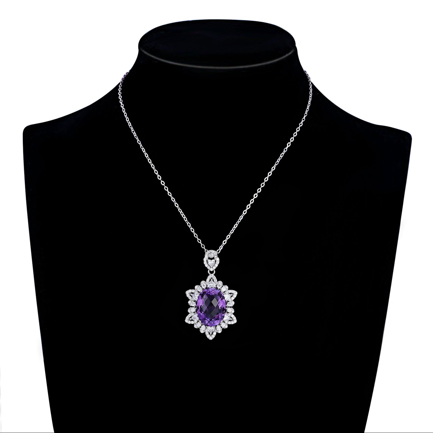 Natural Amethyst Necklace Women's 925 Silver - Minihomy