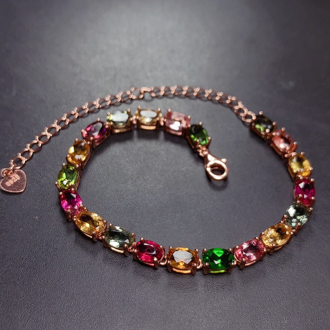 Natural Candy Color Tourmaline Bracelet Female Crystals - Minihomy