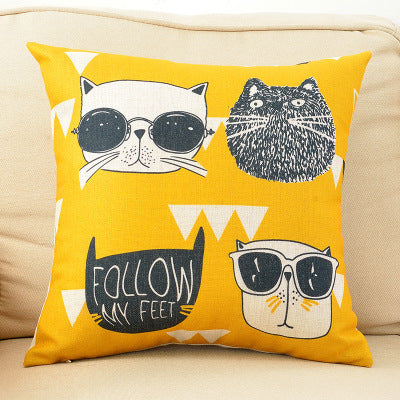 Cool Cat Cartoon Cushion Cover Lovely cartoon couch pillowcase - Minihomy