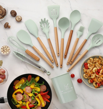 Silicone Kitchenware Cooking Utensils Set Heat Resistant Kitchen Non-Stick Cooking Utensils Baking Tools