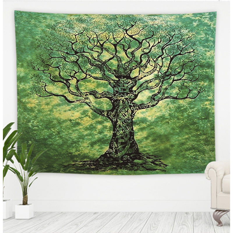 Nature Wall Tapestry Tree Forest Starry Sky Psychedelic Carpet Wall Cloth Tapestries Sunset Hippie Tree Landscape Home Decor - Minihomy