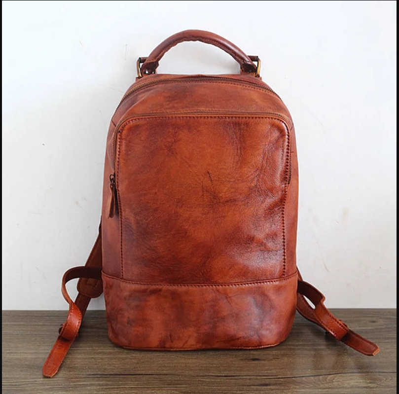 Vintage Rubbed Color Handmade Top Layer Leather Travel Bag
