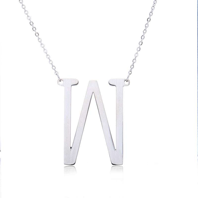 Fabulous Rose Gold Plated Stainless Steel Initial Letter Pendant Necklace - Minihomy