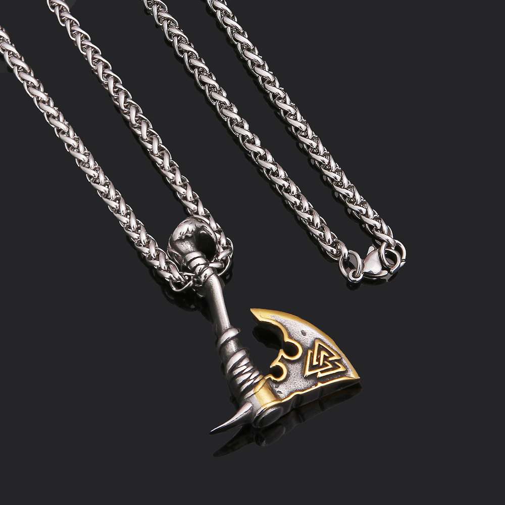 Jewelry Necklace Stainless Steel Axe Pendant Titanium Steel Orchid Chain Men - Minihomy