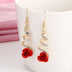 Fashion Jewelry Ethnic Red Rose Drop Earrings Big Rhinestone Earrings Vintage For Women Rose Gold Spiral Dangle Earring