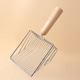 Metal Filter Cat Litter Shovel Set Pet Toilet Cleaning Scoop Poop Clean Tool Large Wooden Handle