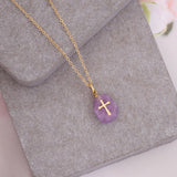 Women's Metal Natural Stone Cross Necklace