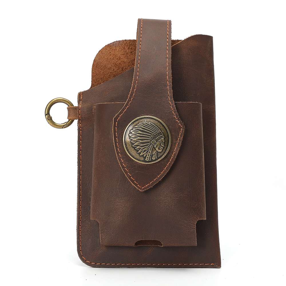 Leather Phone Belt Bag With Leather Belt - Minihomy